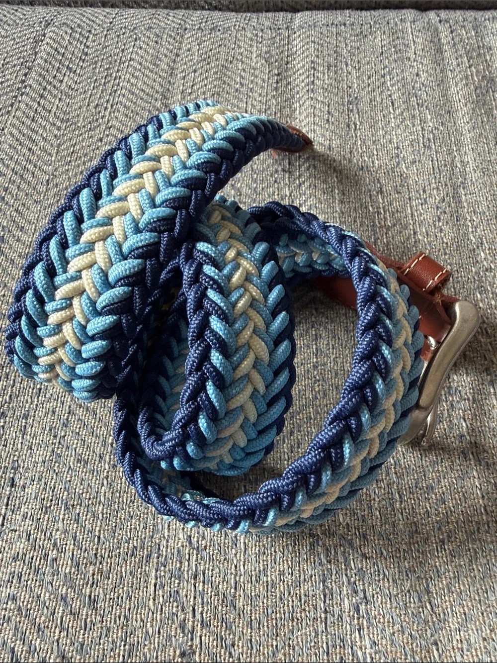 Vineyard Vines Men’s Blue/Light Braided Stretch Leather Belt Size: 30